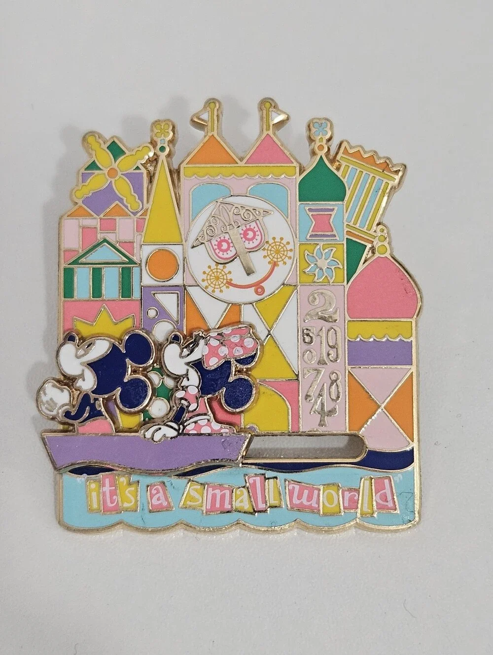 Disney 2023 Mickey & Minnie It's a Small World Slider Attraction Ride Pin
